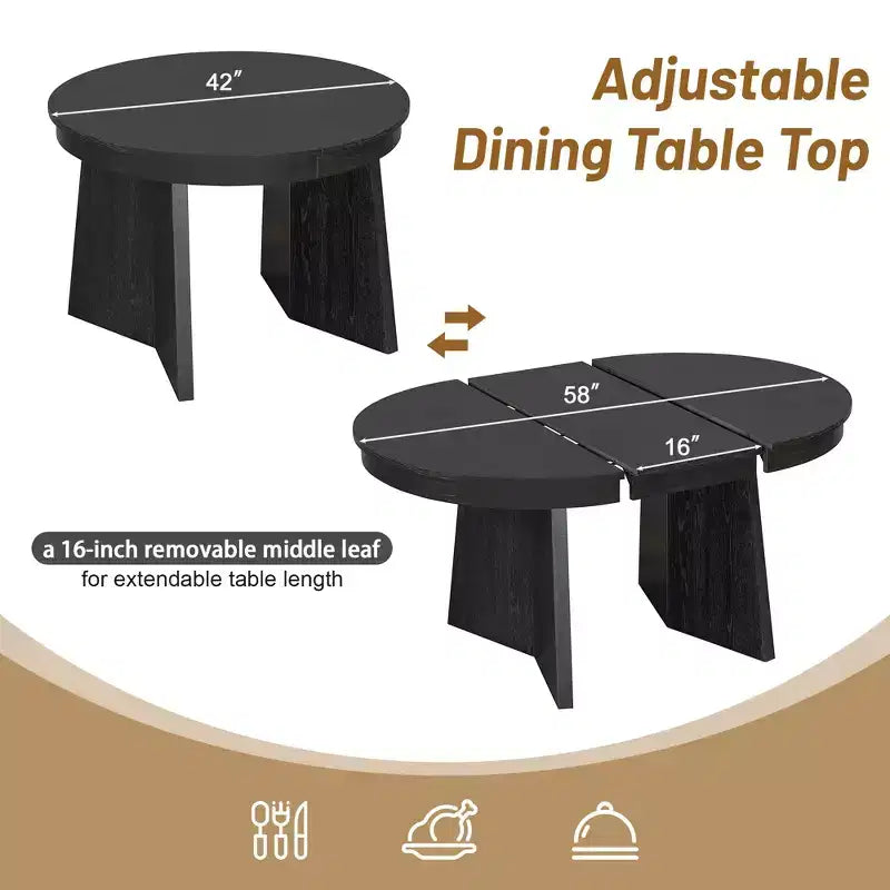 GDFStudio Harper - Ensemble de salle à manger 5 pièces avec table extensible et chaises rembourrées à dossier en rotin