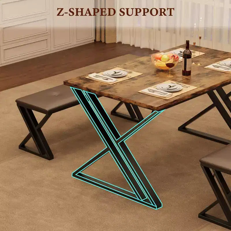Ensemble table de salle à manger avec 2 bancs, ensemble table à manger pour 4 à 6 personnes, table de petit-déjeuner avec bancs rembourrés en cuir PU pour petits espaces, appartement