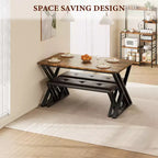 Ensemble table de salle à manger avec 2 bancs, ensemble table à manger pour 4 à 6 personnes, table de petit-déjeuner avec bancs rembourrés en cuir PU pour petits espaces, appartement