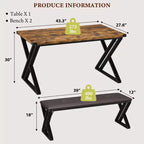 Ensemble table de salle à manger avec 2 bancs, ensemble table à manger pour 4 à 6 personnes, table de petit-déjeuner avec bancs rembourrés en cuir PU pour petits espaces, appartement
