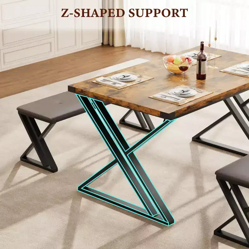 Ensemble table de salle à manger avec 2 bancs, ensemble table à manger pour 4 à 6 personnes, table de petit-déjeuner avec bancs rembourrés en cuir PU pour petits espaces, appartement