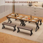 Ensemble table de salle à manger avec 2 bancs, ensemble table à manger pour 4 à 6 personnes, table de petit-déjeuner avec bancs rembourrés en cuir PU pour petits espaces, appartement