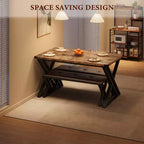 Ensemble table de salle à manger avec 2 bancs, ensemble table à manger pour 4 à 6 personnes, table de petit-déjeuner avec bancs rembourrés en cuir PU pour petits espaces, appartement