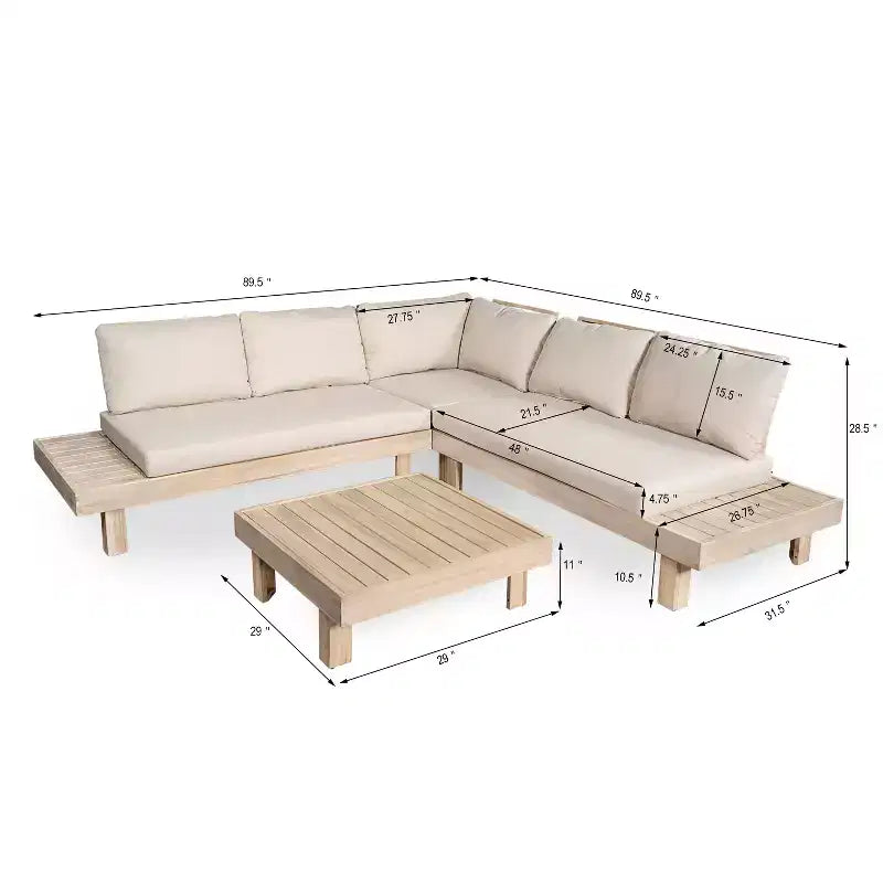 Christopher Knight Home Ysera Salon de jardin 4 pièces en bois d'acacia rustique avec coussins