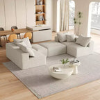 132'' L-Shaped Modular Sectional Sofa with Chenille Upholstery, 6-Piece Couch Set with Deep Cushions and Throw Pillows for Living Room and Bedroom