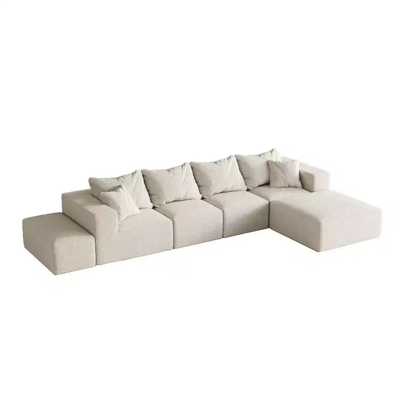 Canapé d'angle modulaire en L de 335 cm avec revêtement en chenille, ensemble de 6 pièces avec coussins profonds et oreillers décoratifs pour salon et chambre à coucher