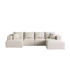 Canapé d'angle modulaire en L de 335 cm avec revêtement en chenille, ensemble de 6 pièces avec coussins profonds et oreillers décoratifs pour salon et chambre à coucher