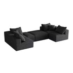 Canapé d'angle modulaire en L de 335 cm avec revêtement en chenille, ensemble de 6 pièces avec coussins profonds et oreillers décoratifs pour salon et chambre à coucher
