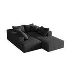 Canapé d'angle modulaire en L de 335 cm avec revêtement en chenille, ensemble de 6 pièces avec coussins profonds et oreillers décoratifs pour salon et chambre à coucher