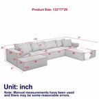 Canapé d'angle modulaire en L de 335 cm avec revêtement en chenille, ensemble de 6 pièces avec coussins profonds et oreillers décoratifs pour salon et chambre à coucher