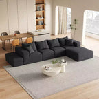 Canapé d'angle modulaire en L de 335 cm avec revêtement en chenille, ensemble de 6 pièces avec coussins profonds et oreillers décoratifs pour salon et chambre à coucher