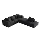 Canapé d'angle modulaire en L de 335 cm avec revêtement en chenille, ensemble de 6 pièces avec coussins profonds et oreillers décoratifs pour salon et chambre à coucher