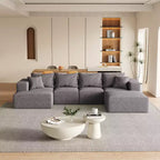 Canapé d'angle modulaire en L de 335 cm avec revêtement en chenille, ensemble de 6 pièces avec coussins profonds et oreillers décoratifs pour salon et chambre à coucher