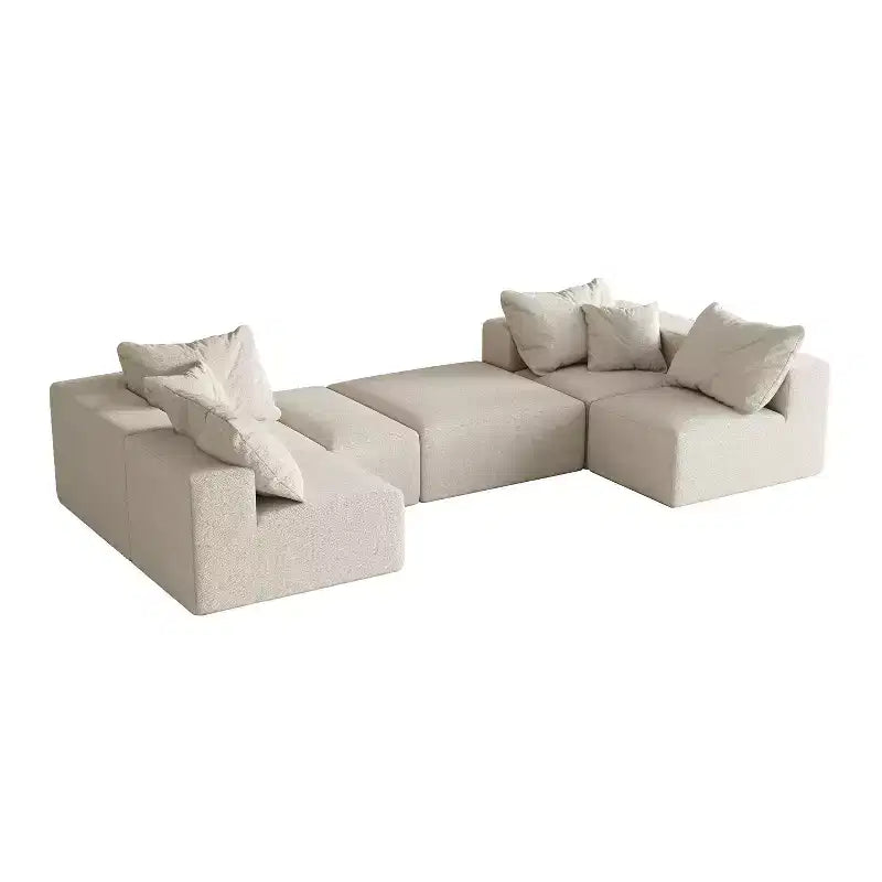 Canapé d'angle modulaire en L de 335 cm avec revêtement en chenille, ensemble de 6 pièces avec coussins profonds et oreillers décoratifs pour salon et chambre à coucher