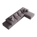 Canapé d'angle modulaire en L de 335 cm avec revêtement en chenille, ensemble de 6 pièces avec coussins profonds et oreillers décoratifs pour salon et chambre à coucher
