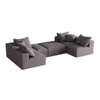 Canapé d'angle modulaire en L de 335 cm avec revêtement en chenille, ensemble de 6 pièces avec coussins profonds et oreillers décoratifs pour salon et chambre à coucher