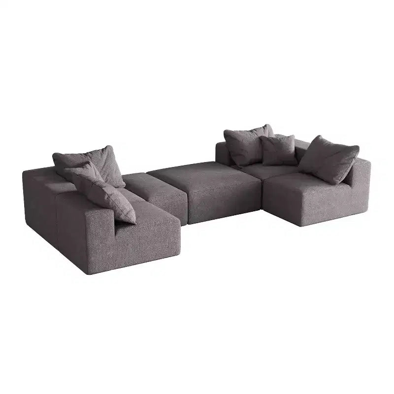 Canapé d'angle modulaire en L de 335 cm avec revêtement en chenille, ensemble de 6 pièces avec coussins profonds et oreillers décoratifs pour salon et chambre à coucher