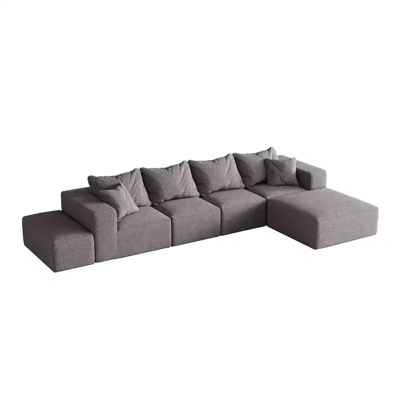 Canapé d'angle modulaire en L de 335 cm avec revêtement en chenille, ensemble de 6 pièces avec coussins profonds et oreillers décoratifs pour salon et chambre à coucher