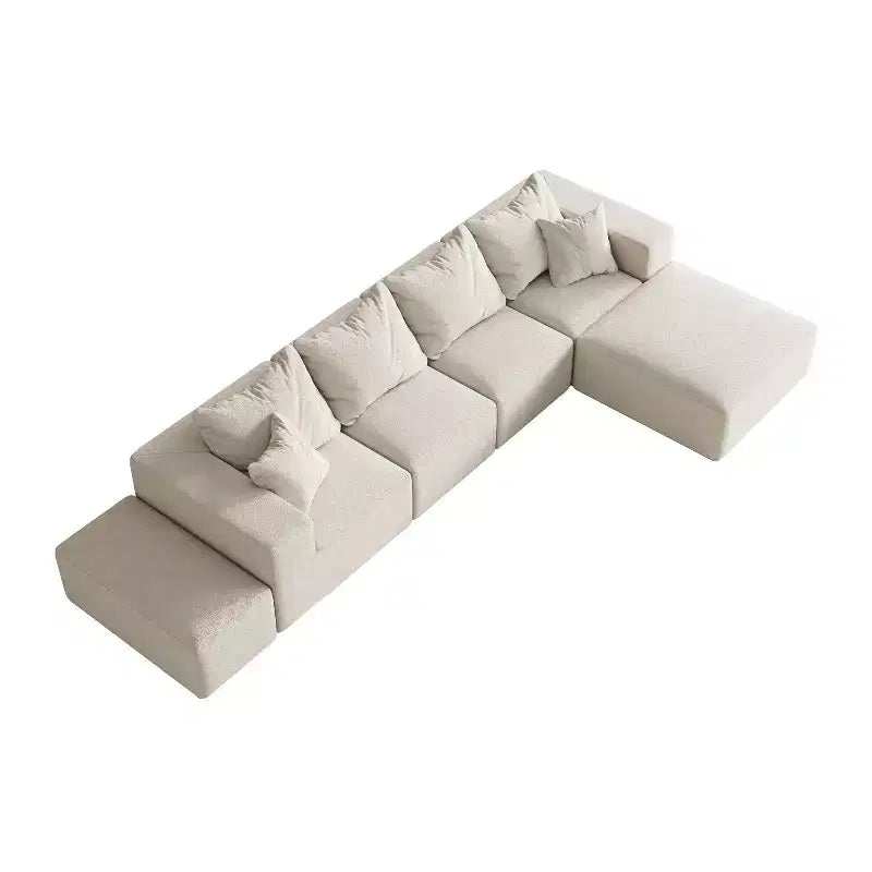 Canapé d'angle modulaire en L de 335 cm avec revêtement en chenille, ensemble de 6 pièces avec coussins profonds et oreillers décoratifs pour salon et chambre à coucher