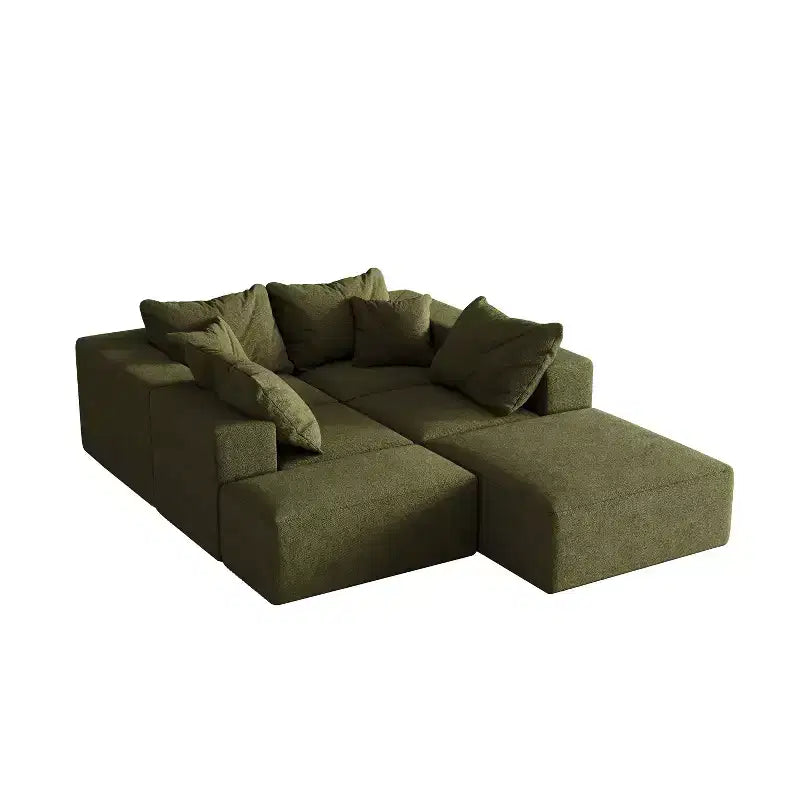 Canapé d'angle modulaire en L de 335 cm avec revêtement en chenille, ensemble de 6 pièces avec coussins profonds et oreillers décoratifs pour salon et chambre à coucher