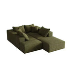 Canapé d'angle modulaire en L de 335 cm avec revêtement en chenille, ensemble de 6 pièces avec coussins profonds et oreillers décoratifs pour salon et chambre à coucher