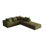 Canapé d'angle modulaire en L de 335 cm avec revêtement en chenille, ensemble de 6 pièces avec coussins profonds et oreillers décoratifs pour salon et chambre à coucher