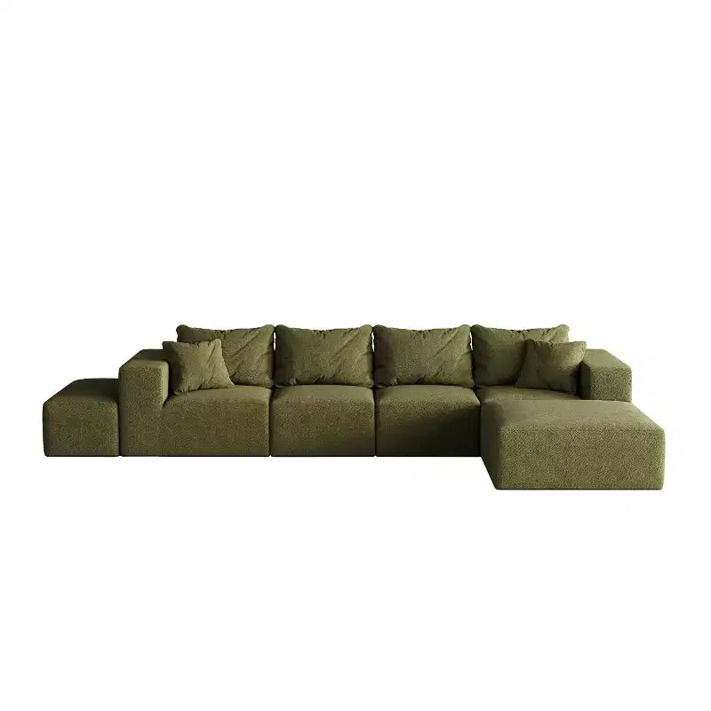 Canapé d'angle modulaire en L de 335 cm avec revêtement en chenille, ensemble de 6 pièces avec coussins profonds et oreillers décoratifs pour salon et chambre à coucher
