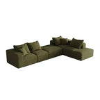 Canapé d'angle modulaire en L de 335 cm avec revêtement en chenille, ensemble de 6 pièces avec coussins profonds et oreillers décoratifs pour salon et chambre à coucher