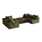 Canapé d'angle modulaire en L de 335 cm avec revêtement en chenille, ensemble de 6 pièces avec coussins profonds et oreillers décoratifs pour salon et chambre à coucher
