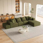 Canapé d'angle modulaire en L de 335 cm avec revêtement en chenille, ensemble de 6 pièces avec coussins profonds et oreillers décoratifs pour salon et chambre à coucher