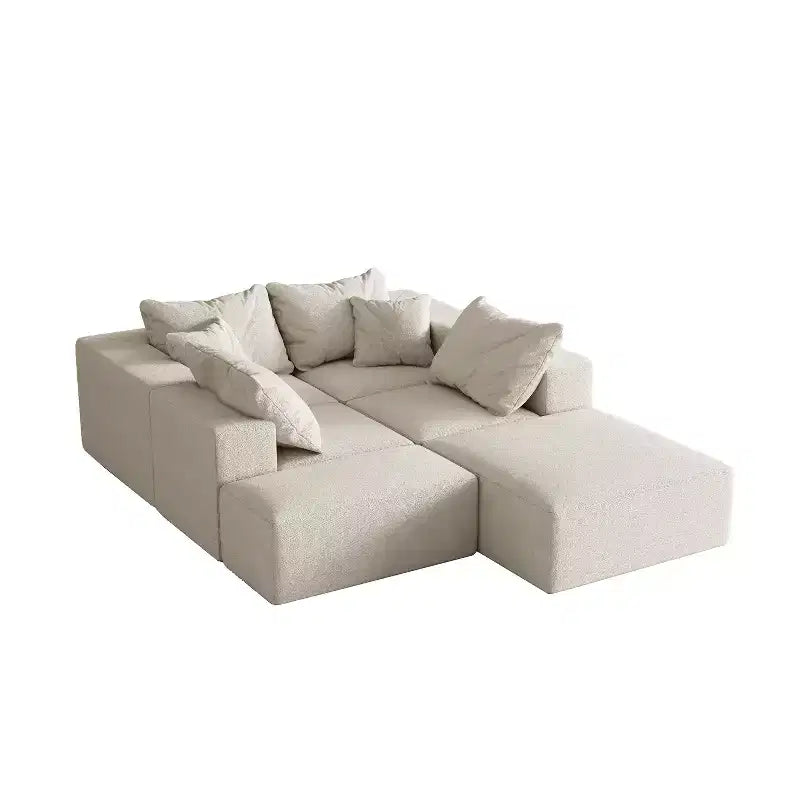 Canapé d'angle modulaire en L de 335 cm avec revêtement en chenille, ensemble de 6 pièces avec coussins profonds et oreillers décoratifs pour salon et chambre à coucher
