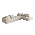 Canapé d'angle modulaire en L de 335 cm avec revêtement en chenille, ensemble de 6 pièces avec coussins profonds et oreillers décoratifs pour salon et chambre à coucher