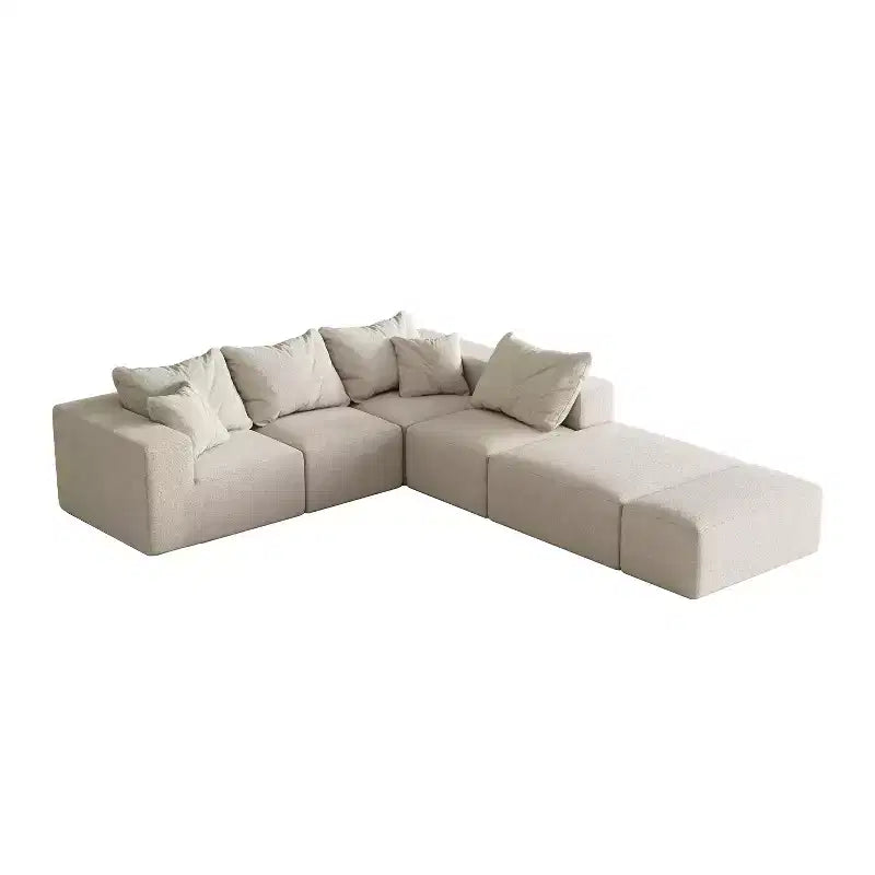 Canapé d'angle modulaire en L de 335 cm avec revêtement en chenille, ensemble de 6 pièces avec coussins profonds et oreillers décoratifs pour salon et chambre à coucher