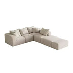 Canapé d'angle modulaire en L de 335 cm avec revêtement en chenille, ensemble de 6 pièces avec coussins profonds et oreillers décoratifs pour salon et chambre à coucher