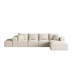 Canapé d'angle modulaire en L de 335 cm avec revêtement en chenille, ensemble de 6 pièces avec coussins profonds et oreillers décoratifs pour salon et chambre à coucher