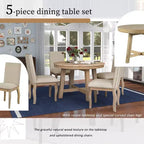 Ensemble de salle à manger 5 pièces Dana de GDFStudio avec table ronde extensible et chaises rembourrées