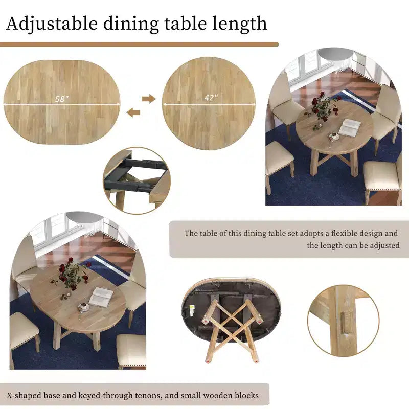 Ensemble de salle à manger 5 pièces Dana de GDFStudio avec table ronde extensible et chaises rembourrées