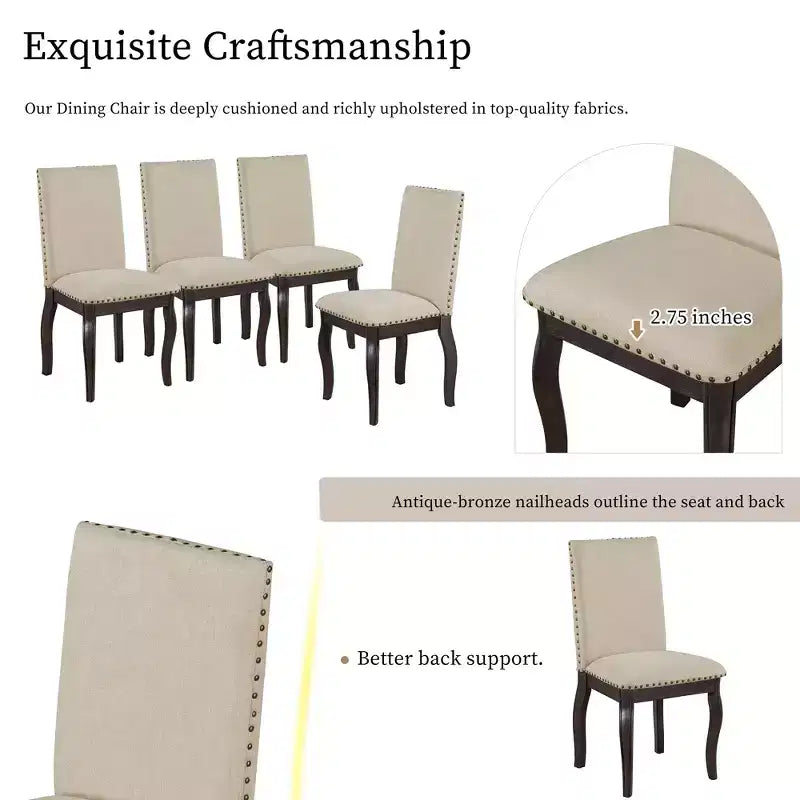 Ensemble de salle à manger 5 pièces Dana de GDFStudio avec table ronde extensible et chaises rembourrées