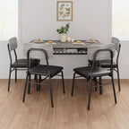 Ensemble Table à Manger Acekool pour 4 avec Étagère de Rangement, Table de Cuisine 5 Pièces et Chaises Rembourrées, Plateau en Bois et Cadre en Métal, pour Petits Espaces, Couleur Rétro