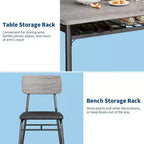 Ensemble Table à Manger Acekool pour 4 avec Étagère de Rangement, Table de Cuisine 5 Pièces et Chaises Rembourrées, Plateau en Bois et Cadre en Métal, pour Petits Espaces, Couleur Rétro