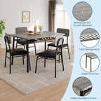 Ensemble Table à Manger Acekool pour 4 avec Étagère de Rangement, Table de Cuisine 5 Pièces et Chaises Rembourrées, Plateau en Bois et Cadre en Métal, pour Petits Espaces, Couleur Rétro