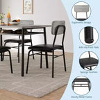 Ensemble Table à Manger Acekool pour 4 avec Étagère de Rangement, Table de Cuisine 5 Pièces et Chaises Rembourrées, Plateau en Bois et Cadre en Métal, pour Petits Espaces, Couleur Rétro