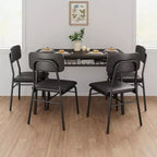 Ensemble Table à Manger Acekool pour 4 avec Étagère de Rangement, Table de Cuisine 5 Pièces et Chaises Rembourrées, Plateau en Bois et Cadre en Métal, pour Petits Espaces, Couleur Rétro