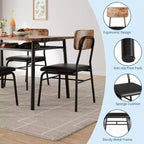 Ensemble Table à Manger Acekool pour 4 avec Étagère de Rangement, Table de Cuisine 5 Pièces et Chaises Rembourrées, Plateau en Bois et Cadre en Métal, pour Petits Espaces, Couleur Rétro