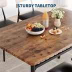 Ensemble Table à Manger Acekool pour 4 avec Étagère de Rangement, Table de Cuisine 5 Pièces et Chaises Rembourrées, Plateau en Bois et Cadre en Métal, pour Petits Espaces, Couleur Rétro