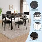 Ensemble Table à Manger Acekool pour 4 avec Étagère de Rangement, Table de Cuisine 5 Pièces et Chaises Rembourrées, Plateau en Bois et Cadre en Métal, pour Petits Espaces, Couleur Rétro
