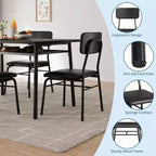 Ensemble Table à Manger Acekool pour 4 avec Étagère de Rangement, Table de Cuisine 5 Pièces et Chaises Rembourrées, Plateau en Bois et Cadre en Métal, pour Petits Espaces, Couleur Rétro