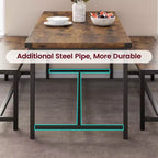 Ensemble table à manger pour 4 avec 2 bancs, ensemble de table de cuisine avec cadre en métal et panneau MDF, dinette peu encombrante pour cuisine, salle à manger