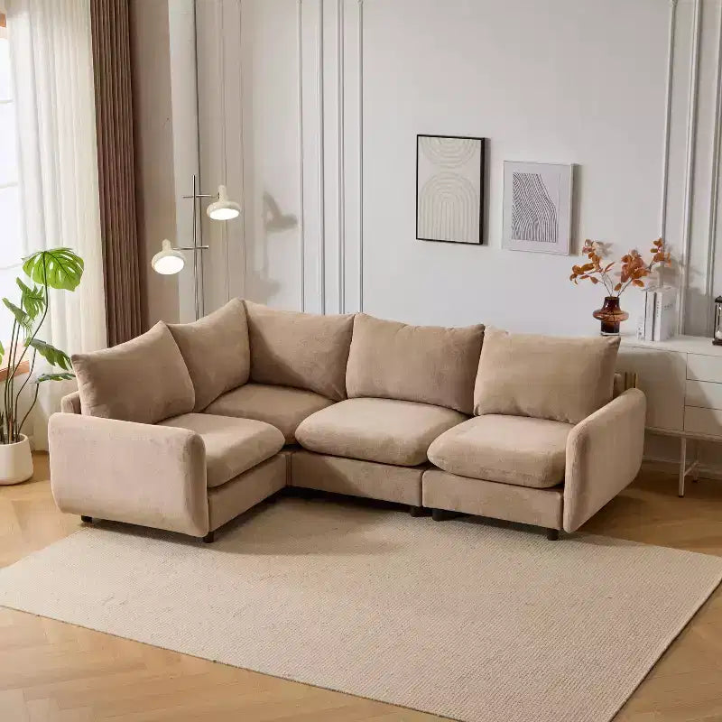 Christopher Knight Home Acker 4 Pieces Modern Upholstered Modular Sectional Sofa Set