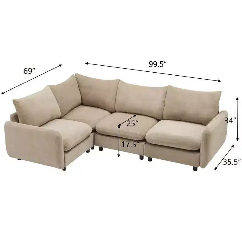 Christopher Knight Home Acker, ensemble de canapés modulaires modernes rembourrés 4 pièces